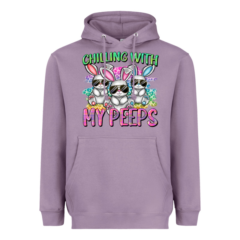 Chilling With My Peeps Easter Bunnies Cowgirl Cowg Heavyweight Hoodie by CowGirlArtShop | Teevron