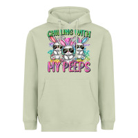 Matcha chilling with my peeps easter bunnies cowgirl cowg Heavyweight Hoodie - CowGirlArtShop