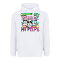 White chilling with my peeps easter bunnies cowgirl cowg Heavyweight Hoodie - CowGirlArtShop