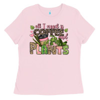 Bubblegum Pink all i need is coffee and plants Ladies Tee - JahusDesignShop