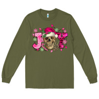 Army Green Pink Christmas Joy skeleton Long Sleeve Tee - NancyCooperArtShop