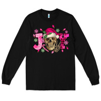 Black Pink Christmas Joy skeleton Long Sleeve Tee - NancyCooperArtShop