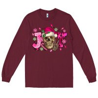 Burgundy Pink Christmas Joy skeleton Long Sleeve Tee - NancyCooperArtShop