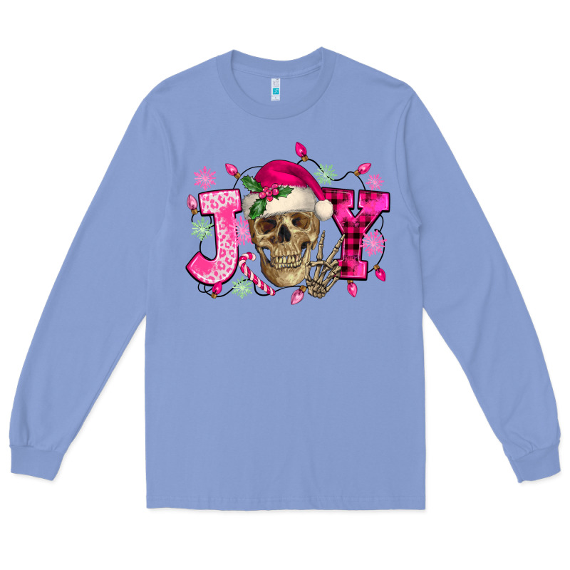 Pink Christmas Joy Skeleton Long Sleeve Tee by NancyCooperArtShop | Teevron