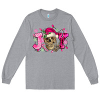 Heather Grey Pink Christmas Joy skeleton Long Sleeve Tee - NancyCooperArtShop