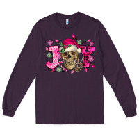 Plum Pink Christmas Joy skeleton Long Sleeve Tee - NancyCooperArtShop