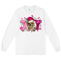 White Pink Christmas Joy skeleton Long Sleeve Tee - NancyCooperArtShop