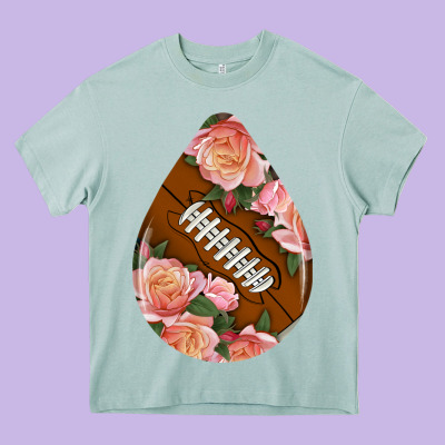 American Football And Western Roses Teardrop Heavy Core Tee Designed By Bundleandbundleshop