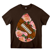 Chocolate Brown american football and western roses teardrop Heavy Core Tee - BundleAndBundleShop