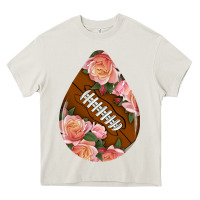 Cream american football and western roses teardrop Heavy Core Tee - BundleAndBundleShop