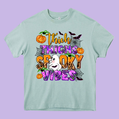 Thick Thighs Spooky Vibes Heavy Core Tee Designed By Adodesignshop