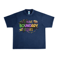 Navy ı have boundary ıssues Urban Heavy Tee - MaliasSmallBusiness
