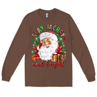 Stay Merry And Bright Christmas With Santa Long Sleeve Tee | Teevron
