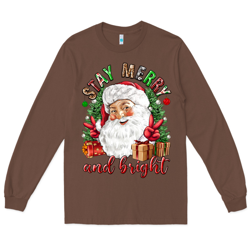 Stay Merry And Bright Christmas With Santa Long Sleeve Tee by NancyCooperArtShop | Teevron