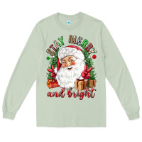 Matcha Stay Merry and bright Christmas with santa Long Sleeve Tee - NancyCooperArtShop