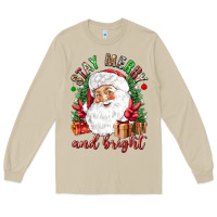 Mushroom Stay Merry and bright Christmas with santa Long Sleeve Tee - NancyCooperArtShop