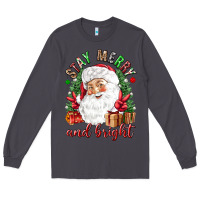 Smoke Stay Merry and bright Christmas with santa Long Sleeve Tee - NancyCooperArtShop