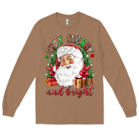 Toasted Coconut Stay Merry and bright Christmas with santa Long Sleeve Tee - NancyCooperArtShop