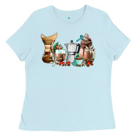 Baby Blue coffee tools coffee cups Ladies Tee - AdoDesignShop