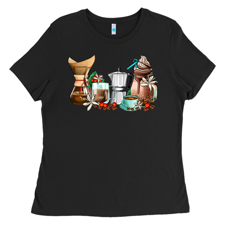 Coffee Tools Coffee Cups Ladies Tee by AdoDesignShop | Teevron