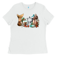 White coffee tools coffee cups Ladies Tee - AdoDesignShop