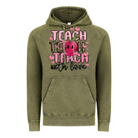 Vintage Olive teach teach teach with love Vintage Hoodie - MaliasSmallBusiness