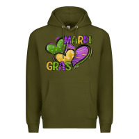 Army Green mardi gras heart Premium Hoodie - CowGirlArtShop
