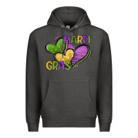 Charcoal Heather mardi gras heart Premium Hoodie - CowGirlArtShop