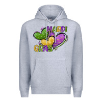Heather Grey mardi gras heart Premium Hoodie - CowGirlArtShop