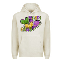 Oatmeal Heather mardi gras heart Premium Hoodie - CowGirlArtShop