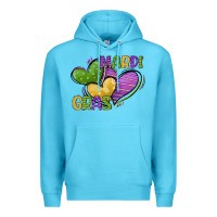 Ocean Blue mardi gras heart Premium Hoodie - CowGirlArtShop