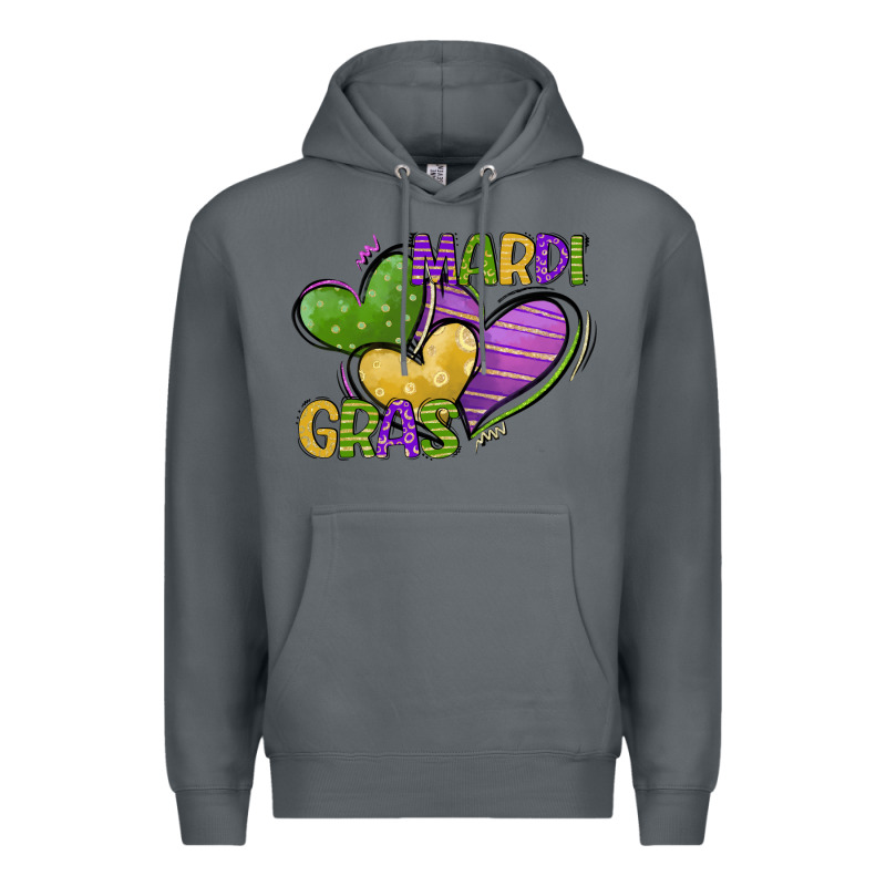 Mardi Gras Heart Premium Hoodie by CowGirlArtShop | Teevron