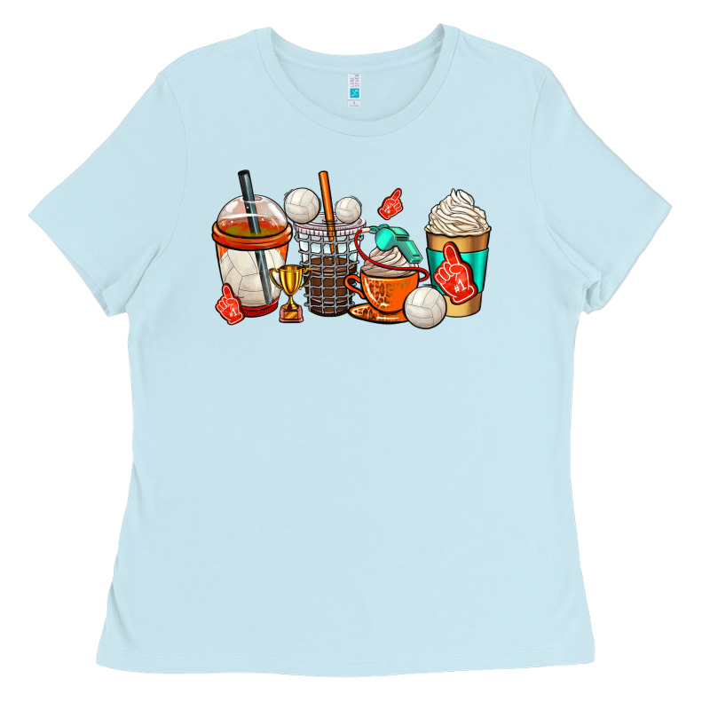 Volleyball Coffee Cups Ladies Tee by AdoDesignShop | Teevron