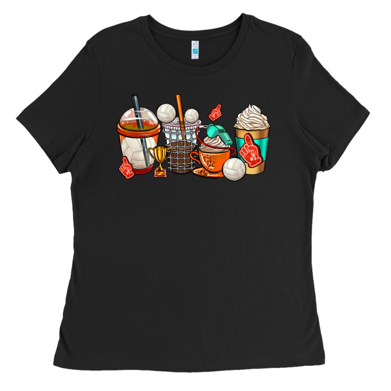 Volleyball Coffee Cups Ladies Tee by AdoDesignShop | Teevron