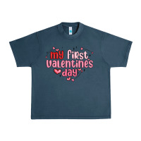 Midnight Navy my first valentines day Urban Heavy Tee - MaliasSmallBusiness