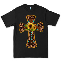 Black leopard gemstone sunflower cross Premium Tee - JahusDesignShop