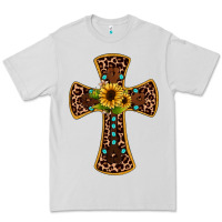 Dove Grey leopard gemstone sunflower cross Premium Tee - JahusDesignShop