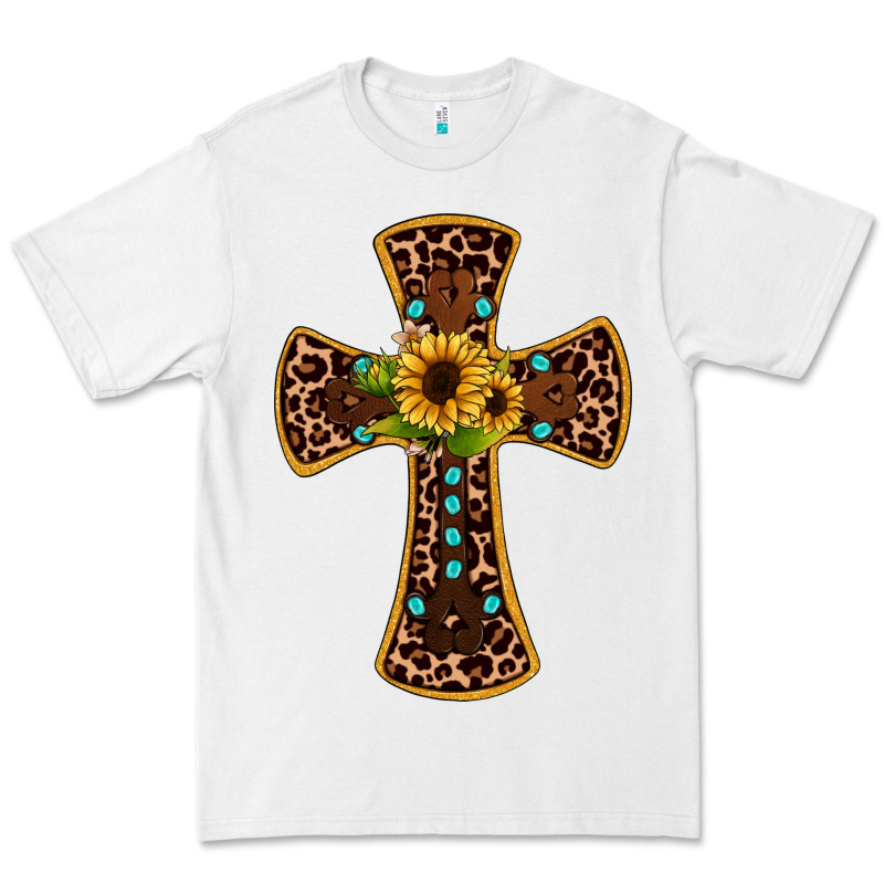 Leopard Gemstone Sunflower Cross Premium Tee by JahusDesignShop | Teevron
