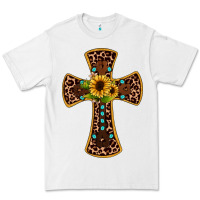 White leopard gemstone sunflower cross Premium Tee - JahusDesignShop