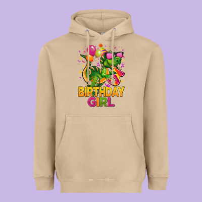 3rd Birthday Girl T Rex Pink Heavyweight Hoodie Designed By Cowgirlartshop