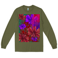 Army Green floral pattern Long Sleeve Tee - JahusDesignShop