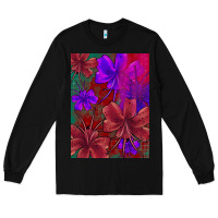 Black floral pattern Long Sleeve Tee - JahusDesignShop