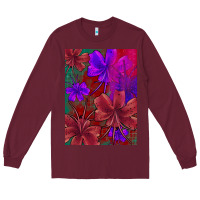 Burgundy floral pattern Long Sleeve Tee - JahusDesignShop