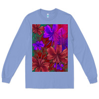 Colony Blue floral pattern Long Sleeve Tee - JahusDesignShop