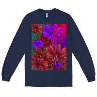 Navy floral pattern Long Sleeve Tee - JahusDesignShop
