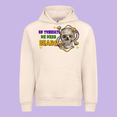 On Tuesdays We Wear Beads Skull Urban Hoodie Designed By Fadigitalartstudio