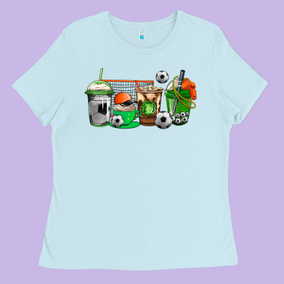 Soccer Coffee Cups Ladies Tee Designed By Adodesignshop