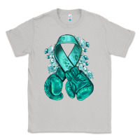 Moon Dust Ovarian Cancer teal ribbon with boxing gloves Classic Tee - NancyCooperArtShop