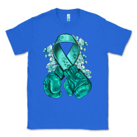 True Royal Ovarian Cancer teal ribbon with boxing gloves Classic Tee - NancyCooperArtShop
