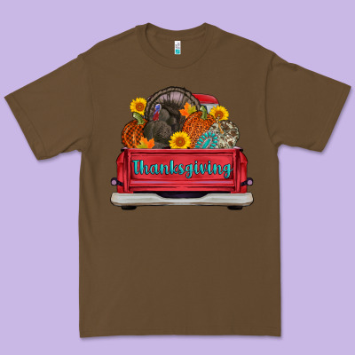 Thanksgiving Truck Turkey Pumpkin Premium Tee Designed By Adodesignshop